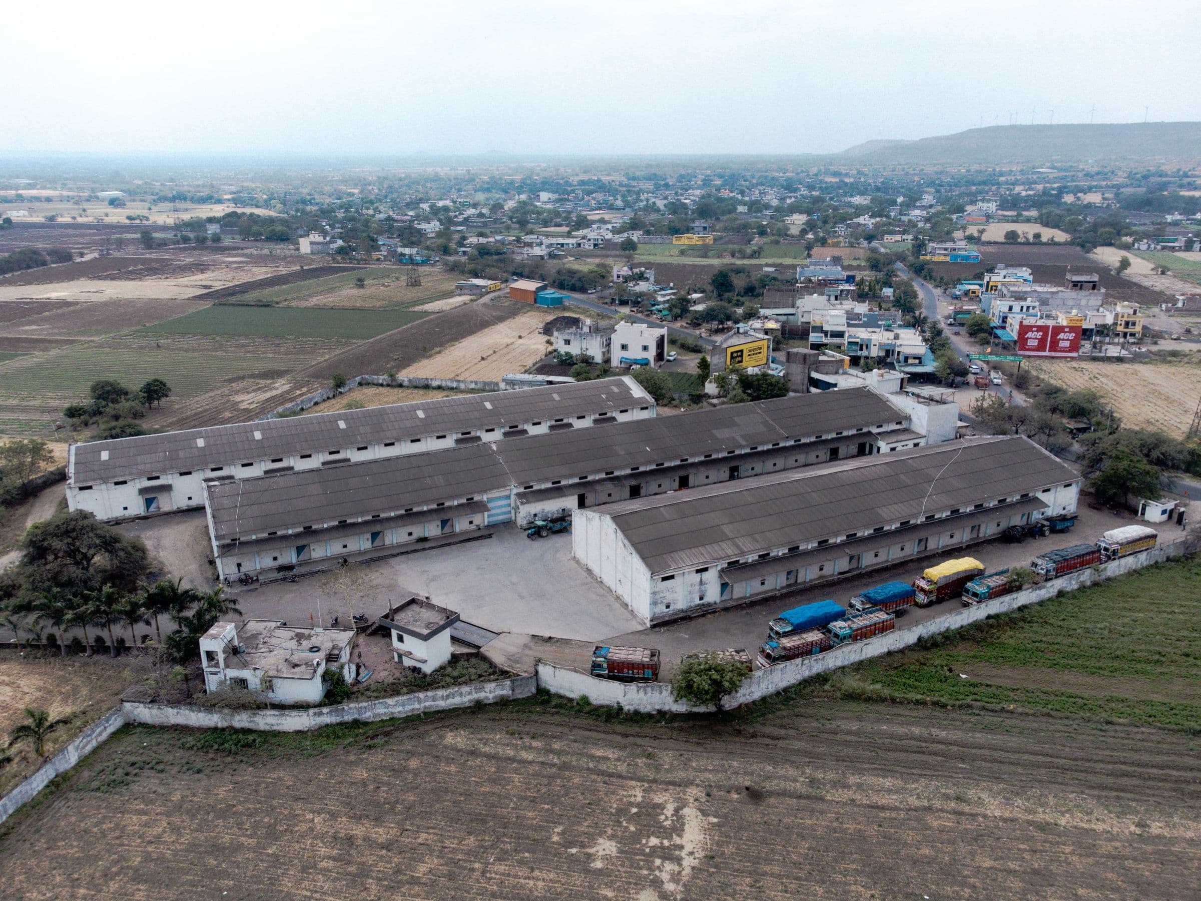 Aerial view of the Ved Warehouse campus